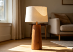 Contemporary Wooden Base Standing Lamp
